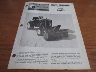 WHEEL HORSE PARTS LIST for Model #6 6212 SNOW THROWER (R 40)