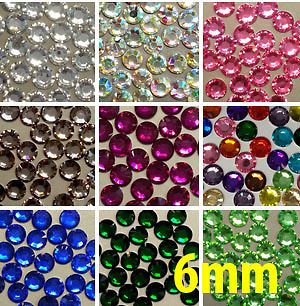 800 pcs 6mm DIY Phone Decor Resin Round Rhinestone 14 facets Flatback