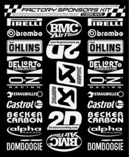 BMW S1000RR SPONSOR STICKER,DECALS IN BLACK or WHITE or BLUE