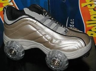 NEW Wheely Roller Shoes Skates Silver Boys 4 Ladies 5.5