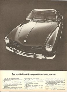 1972 VW VOLKSWAGEN KARMANN GHIA Hidden In This Picture? VINTAGE AD