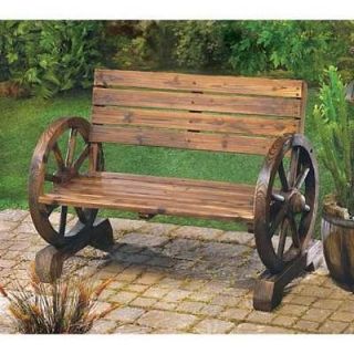 Wagon Wheel Bench Yard Garden Decorative Accents Outdoor Living