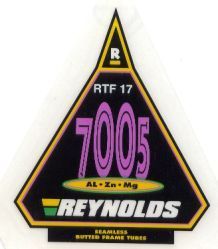 REYNOLDS 7005 aluminium decal. NOS self adhesive