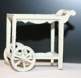 DOLL HOUSE TEA SERVING CART metal wheels turn great condition ~nice