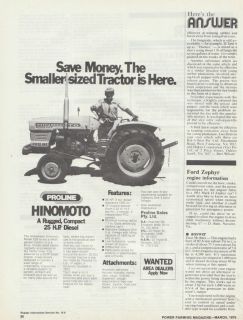 Vintage 1976 PROLINE HINOMOTO COMPACT TRACTORS Advertisement