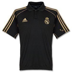 Real Madrid 2011 2012 Soccer Travel Polo Brand New Black Gold