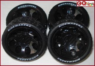 Accessories Black 8 Barrel Wheels Front and Rear Tires Rims Set