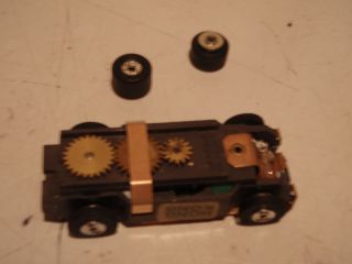 AURORA HO SLOT CAR CHASSIS W EXTRA SET OF MAG RIMS & TIRES NEW LIGHTED