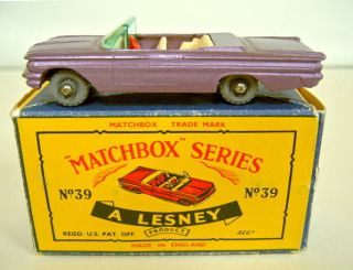 Matchbox RW No 39 Pontiac Convertible Lilac Grey Wheels