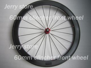 Deep Carbon Road Bicycle Clincher Wheels Front Wheel Only 700c