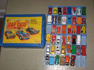1970s and 1980s Lot of 44 Hot Wheels Matchbox Cars in Case