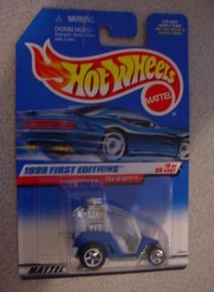1999 Hotwheels First Editions Teed Off BLUE Golf Cart with huge motor