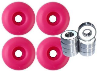 Blank Skateboard Wheels with ABEC 9 Bearings 52mm Pink