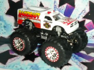 White Backdraft Custom Dodge Hot Wheels 1 64 Monster Jam Truck