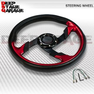 Universal 6 Bolt Aluminum 320mm Racing Steering Wheel Black Red Zig