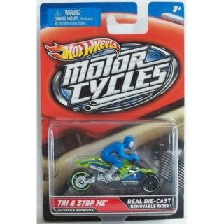 Hot Wheels Motorcycles Tri Stop Me 1 64 Scale Removable Rider Die Cast