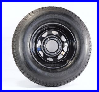Two Trailer Tires Rims H78 15ST 15 D 6 Lug Hole Bolt Wheel Black