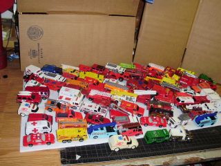 85 Die Cast Fire Rescue Hot Wheels Matchbox etc Cars Trucks Lot