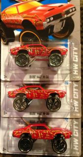 HOT WHEELS 2013 OLDS 442 W 30 LOT OF 3 WHEEL VARIATION AND WHEEL ERROR