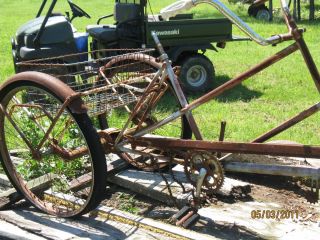 Antique Two Seater Three Wheels Bicycle to Be Restored