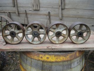 Antique Cast Iron Wheels Stationary Steam Hit Miss Engine Cart Parts
