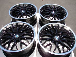  Black Wheels BMW 323 325 335 128 135 330 318 Polished Lip 5 Lug Rims