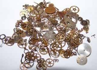 Gears 130 Lot 10g Old Steampunk Watch Parts Pieces Vintage Cogs Wheels