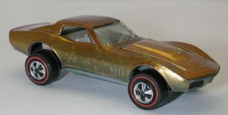 Redline Hotwheels Gold 1968 Custom Corvette