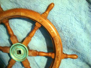 Antique Vintage Nautical Oak 26 inch Boat Steering Wheel