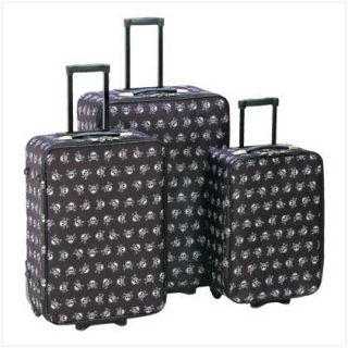 Black Skull Stylish Weels w Handle Travel Luggage Set