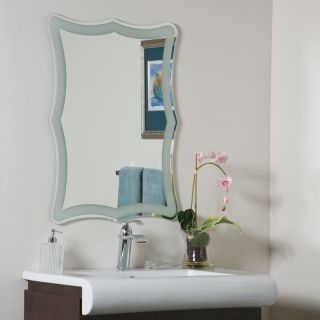 Wave Edge Frosted Rim Modern Frameless Wall Mirror