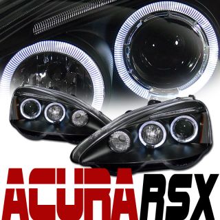 BLK DRL LED HALO RIMS PROJECTOR HEAD LIGHTS LAMP SIGNAL 02 04 ACURA