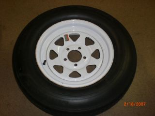 Carlisle USA Trail st205 75D15 Trailer Tires 6 Ply with White Rim
