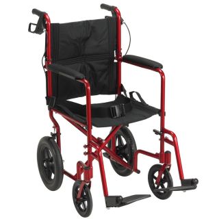 Transport Chair w Loop Locks 12” Rear “Flat Free” Wheels