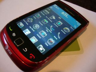 RED RIM BLACKBERRY 9800 RIM TORCH AT T ONLY TOUCH SLIDER KEYBOARD