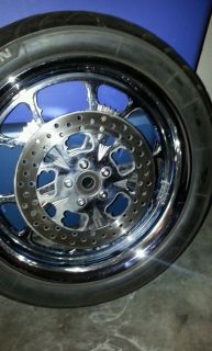 Set of Custom Harley Davidson Chrome Rims and Tires 18 Inch