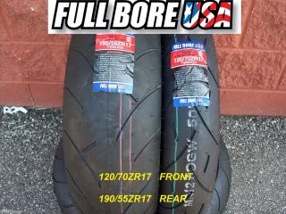 Two Tire Set 120 70ZR17 190 55ZR17 Full Bore USA Sport Bike Motorcycle
