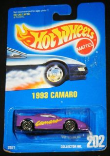 1993 PURPLE CAMARO HOT WHEELS #202 Die Cast Metal Collectable Car