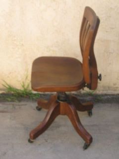 Antique Solid Walnut w/Iron Office Chair with Wheels, A+++ Condition