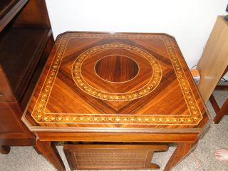 Vintage Wood Inlaid Italian Game Table