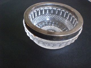 Vintage Cut Glass Crystal Silver Rim Small Bowl 5 Heavy