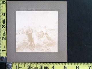 Mounted Card Photo of Blueberry Pickers Outside with Fred Kilborn