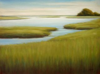 Original Oil Painting Canvas Marsh Coastal Landscape