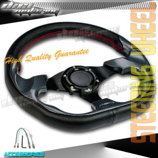 Carbon Look Red Stitch PVC Leather 320mm Racing Steering Wheel Race
