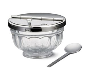 Tablecraft 12 oz Hinged Glass Bowl Set w/ Stainless Steel Top, Includes Spoon