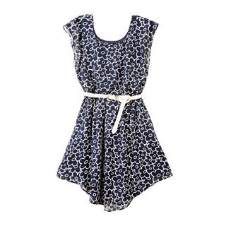 by&by Girl Floral Print Dress   Girls 7 16, Navy, Girls