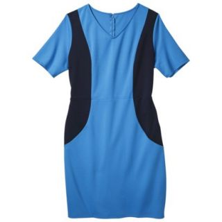 Merona Womens Plus Size V Neck Colorblock Ponte Dress   Blue/Navy 3