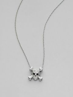 Roberto Coin Diamond & 18K White Gold Skull Necklace   White Gold