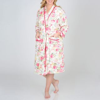 La Cera Womens Plus Size Floral Printed Wrap Robe (Pink/ multiPlus sizeFloral printKimono sleevesShawl collar necklineTie waist closureTwo (2) pouch pocketsApproximate length from top center back to hem is 43.5 inches. Measurement was taken from a size 1X