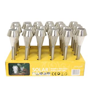 Stainless Steel Mini Solar Lights (set Of 24) (ABS, plastic pole, plastic ground stake Dimension 6 inches high x 2 inches wide x 2 inches deep )